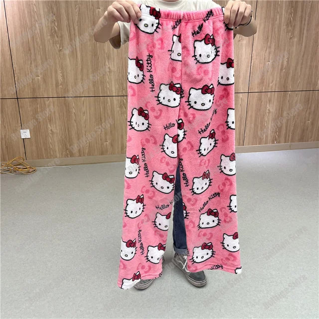 Y2K Hello Kitty Pajama Pants – Sanrio Anime Women’s Cartoon Sleepwear, Fashionable Home Leisure Trousers
