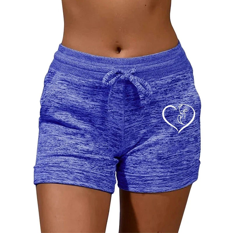 Summer Women’s High Waist Elastic Printed Shorts — Casual Sport Fitness Running Oversize Sweatpants