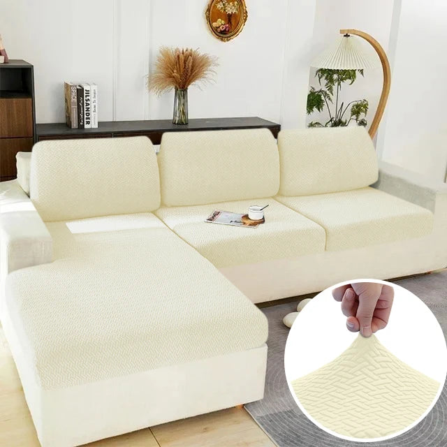 Elastic Jacquard Sofa Cover – Solid Grey Washable Seat Cushion Slipcover Furniture Protector for Sectional Living Room Sofa