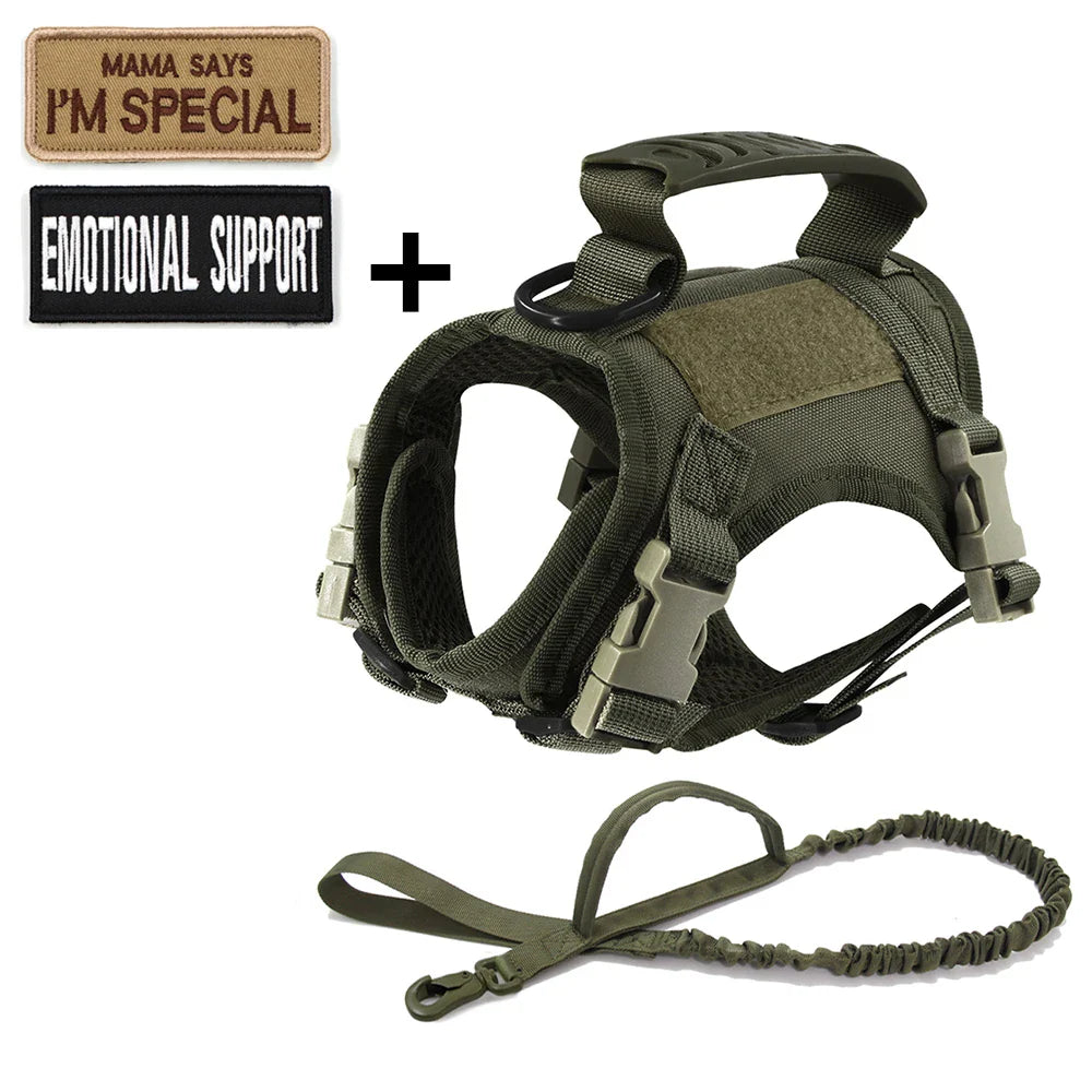 Tactical Cat & Small Dog Harness — Adjustable Puppy Vest with Leash, Handle, and 2 Patches for Training & Outdoor Use