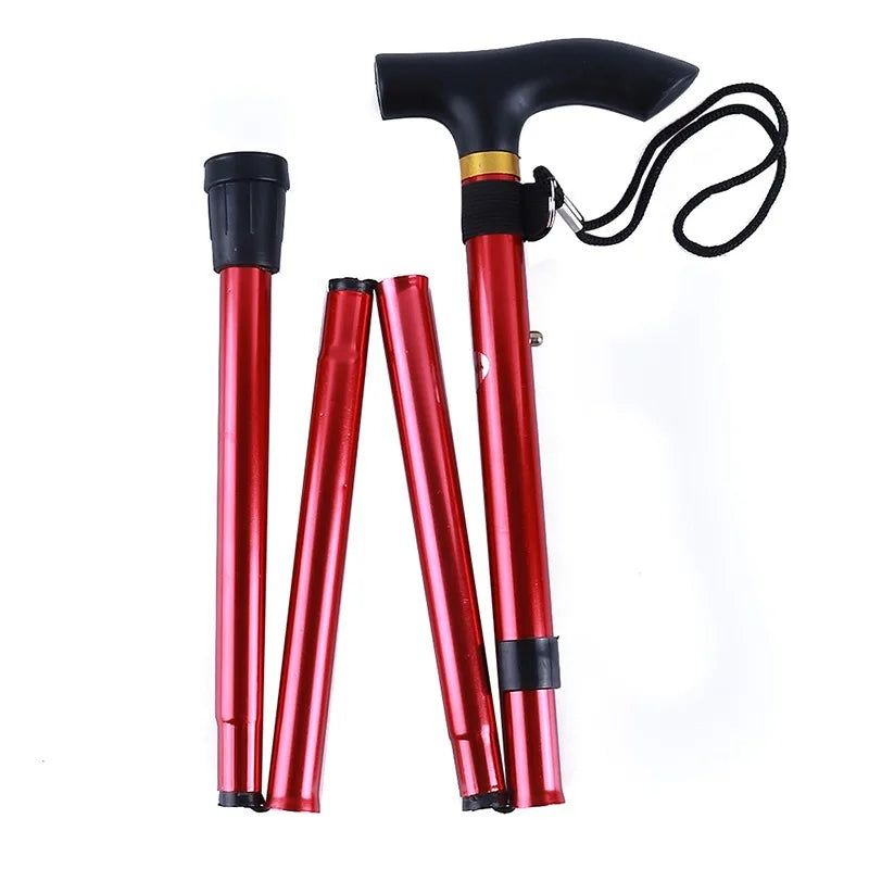 Outdoor Mountaineering Trekking Poles — 5-Section Telescopic Aluminum Alloy Folding Cane for Hiking & Climbing