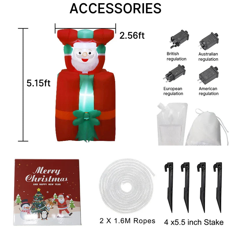 5FT (1.5M) Inflatable Christmas Santa Claus β Up & Down Outdoor Blow-Up Decoration for Xmas 2025 Party and Yard Decor