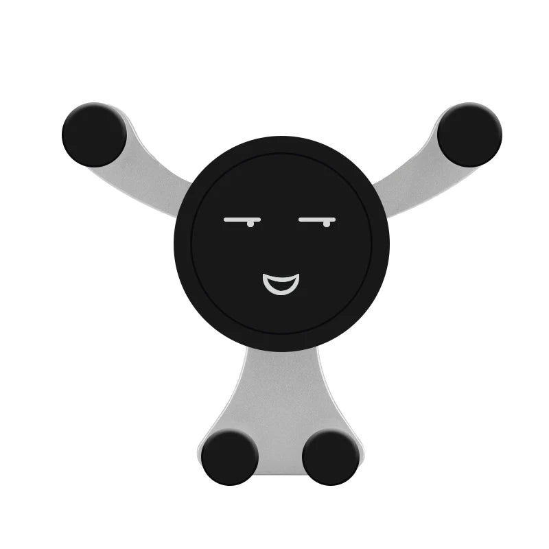 Gravity Car Phone Holder – Air Vent Clip with Smile Face Bear, Mobile Stand for iPhone, Samsung, and GPS Devices