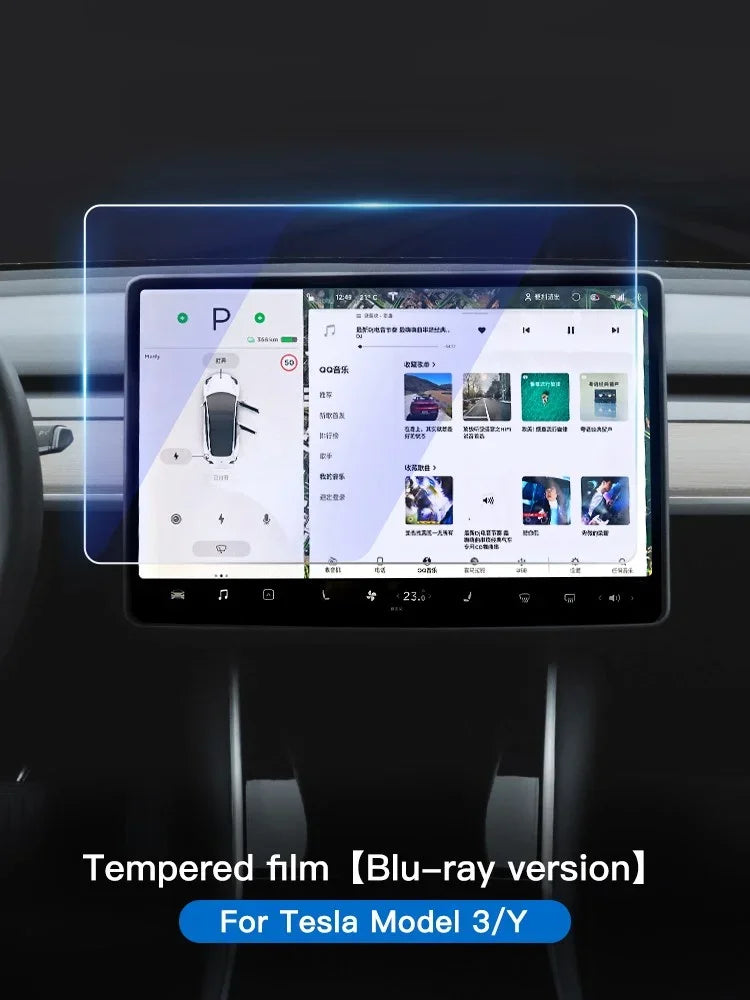 YZ Tempered Glass Screen Protector for Tesla Model 3 Y X 2021-2023 – HD Center Control Protection Film Accessory