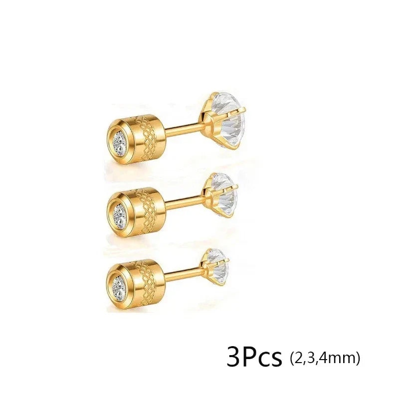 20G Titanium Stud Earrings – Hypoallergenic Tiny Cubic Zirconia Screw Back Cartilage & Tragus Piercing Jewelry