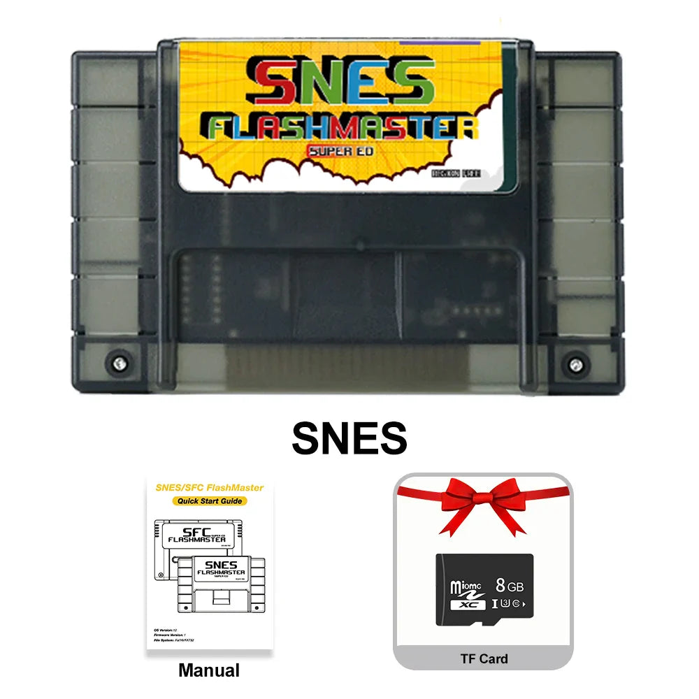 3000-in-1 SNES Flashmaster Cartridge – OS V12 with 8GB TF Game Card for Nintendo SNES Console