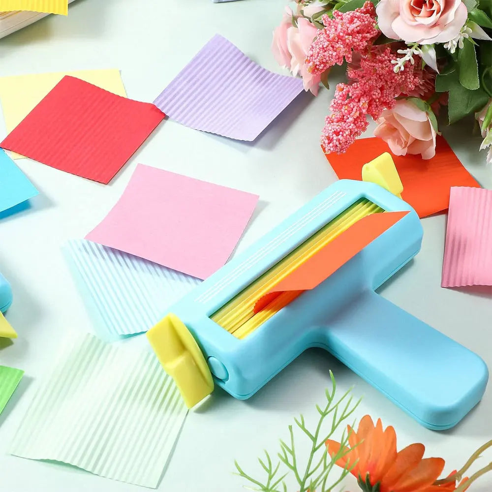 Blue Roller Embossing Tool – Wave Paper Crimper for Handmade Paper Craft & Creasing