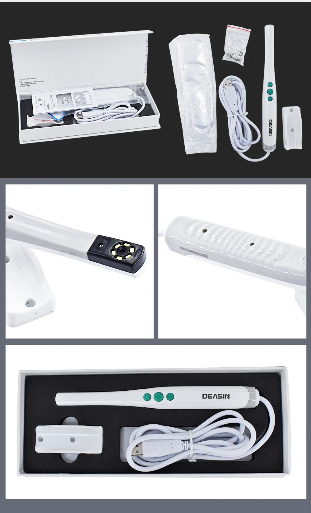 DEASIN USB HD Oral Camera – Digital Intraoral Viewer with 6 LED Lights for Dental Examination