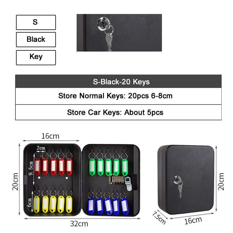 Password Key Lock Box — Multi-Key Safe Organizer for Home, Office, Car, and Factory Use
