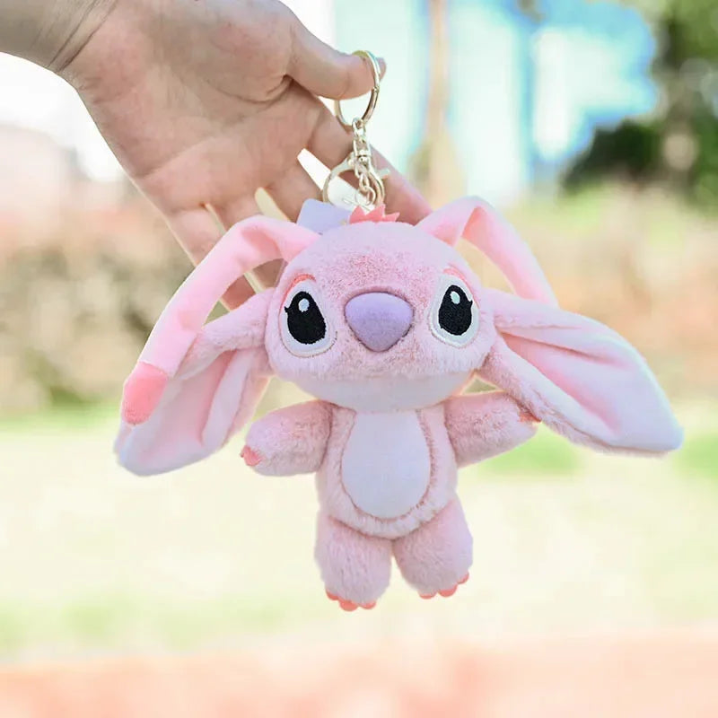 Disney Kawaii Stitch Plush Keychain – Cute Lilo & Stitch Angel Stuffed Bag Pendant for Girls' Birthday Gifts