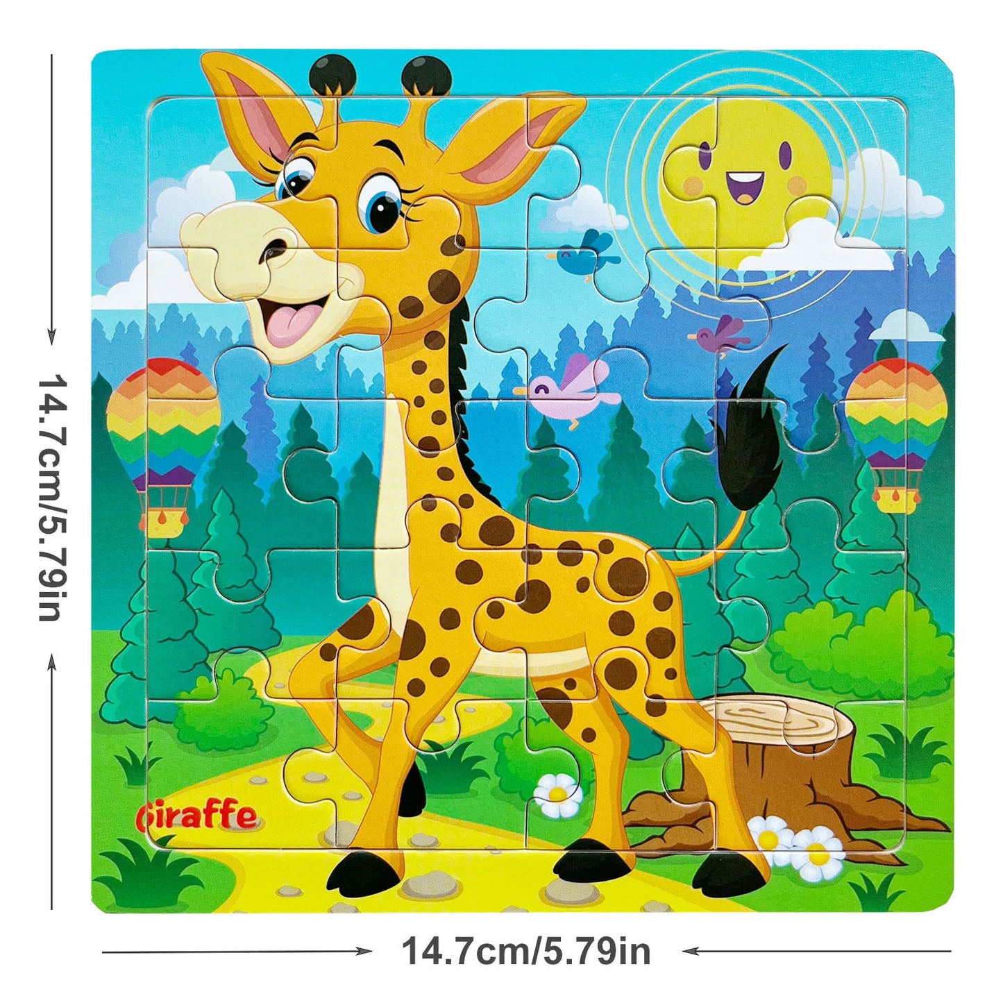 14.7cm Wooden Jigsaw Puzzle – Transportation & Marine Animal Educational Toy for Kids