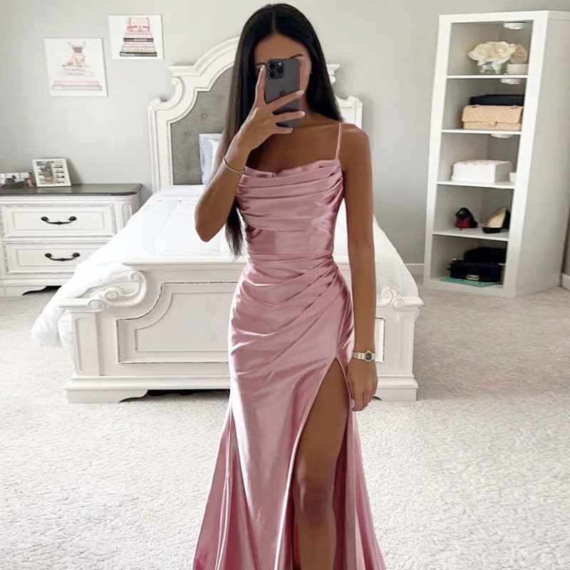 Women’s 2026 Spring Strapless Satin Gown – Ruffled Flared Corset-Style Slim Fit Dress