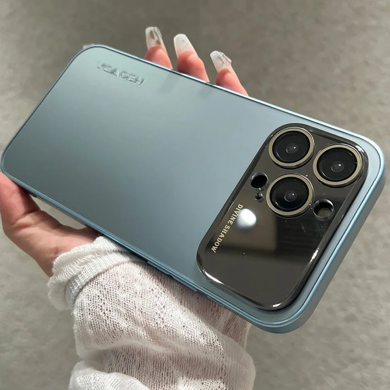 Luxury Mirror Glass iPhone Case - AG Matte Shockproof Protective Cover for iPhone 11-17 Pro Max