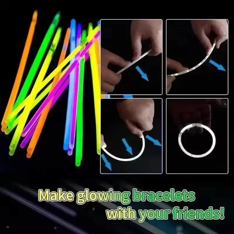 50/100Pcs Glow Sticks - Multicolor Fluorescent Bendable Light Bracelets for Party Events, Celebrations & Fun Supplies
