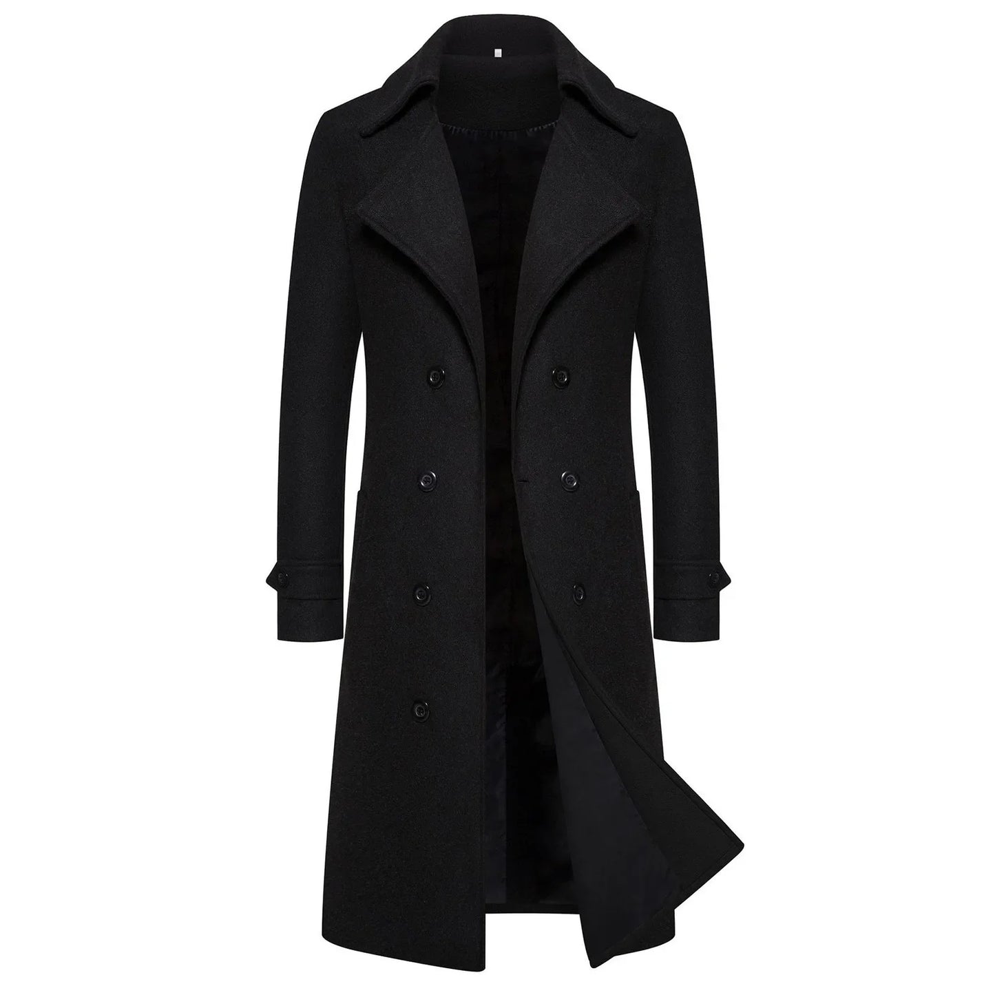 Unisex Long Wool Coat – Elegant Double-Breasted Slim Windbreaker Jacket for Autumn Daily Fashion
