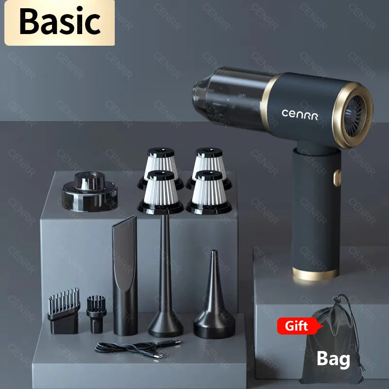 CENRR 210000PA Mini Wireless Car Vacuum Cleaner – Powerful Handheld Portable Cleaning Machine