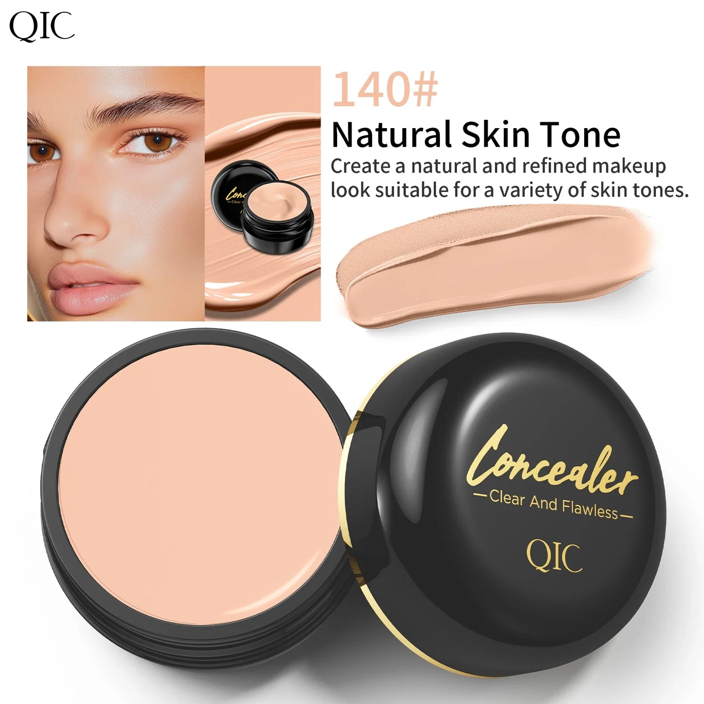 Waterproof Full-Coverage Concealer — Natural Finish Foundation for Tattoos, Scars, All Skin Tones & Types