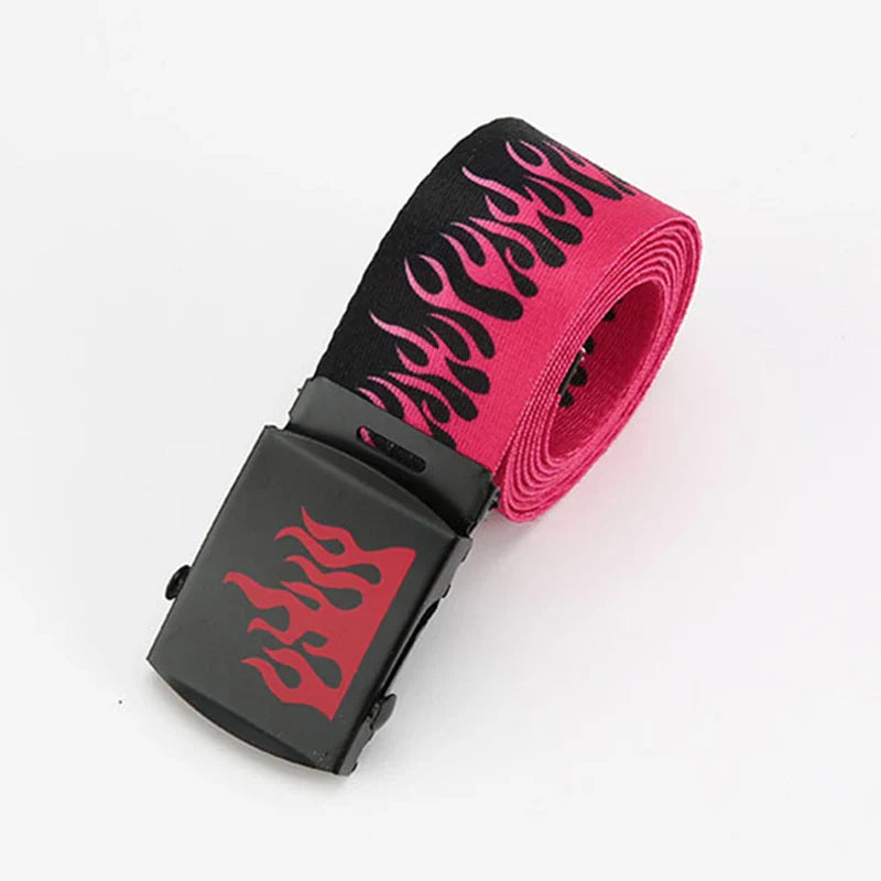 Punk Style Flame Belt – Trendy Hip-Hop Streetwear Accessory, Durable Unisex Fashion Decoration for Men & Women