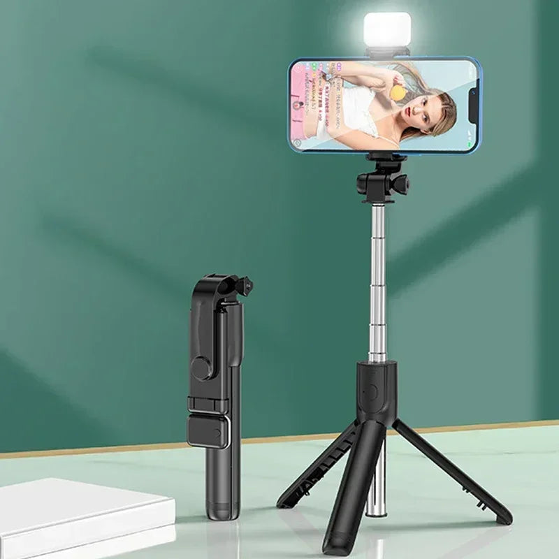 Extendable Bluetooth Selfie Stick Tripod – 700mm Telescopic Portable Phone Stand with Remote for Travel