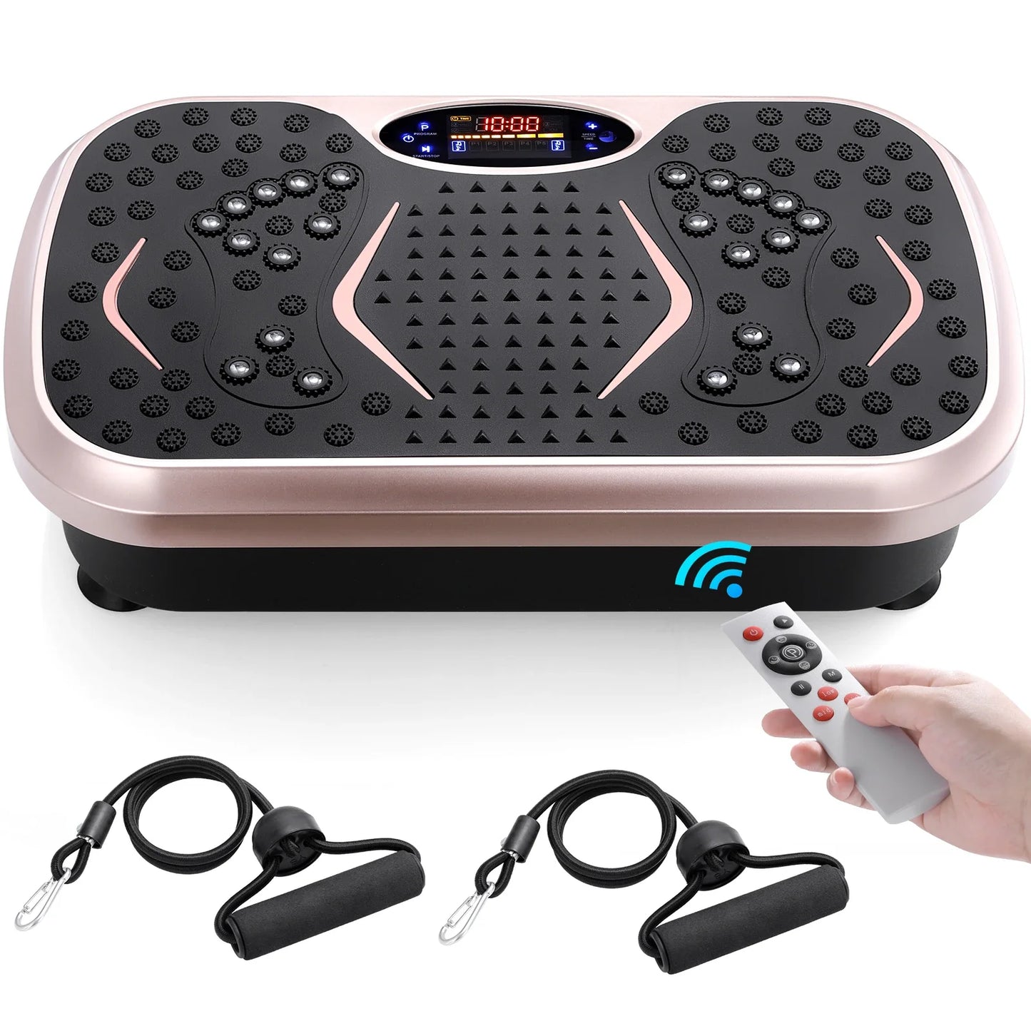 Vibration Plate Exercise Machine – Whole Body Fitness Platform with Loop Bands for Home Workout
