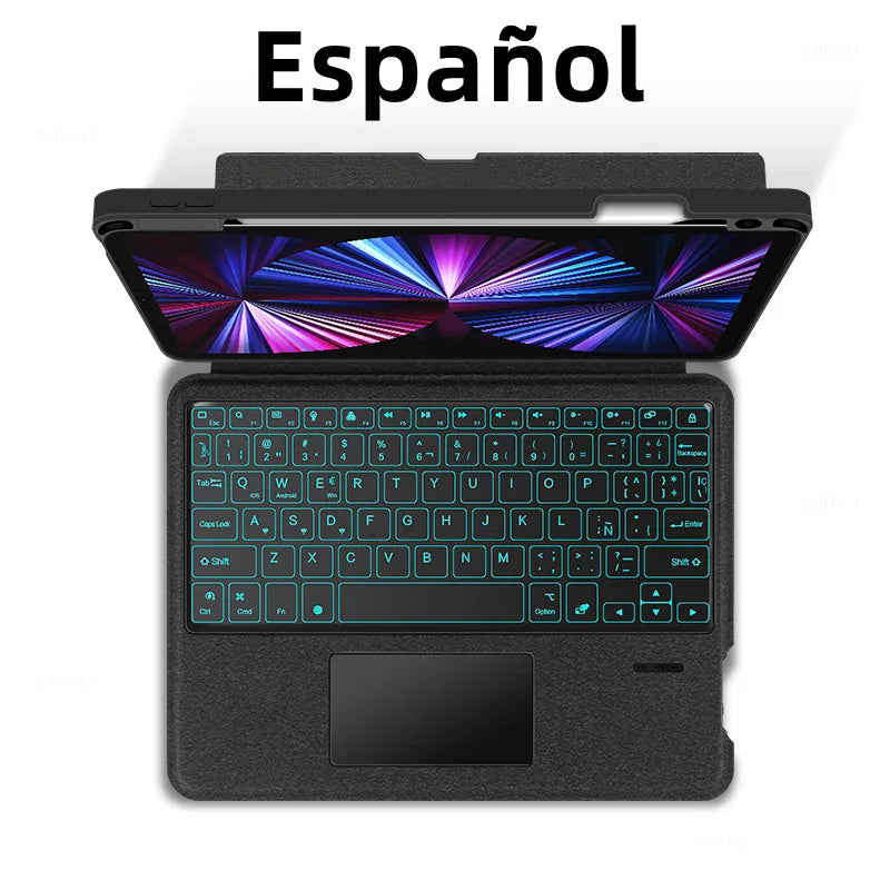 AJIUYU Keyboard Case for iPad Pro 11" & 12.9" (2018-2022) – Backlit Smart Keyboard with TouchPad for iPad Air & 10.2"