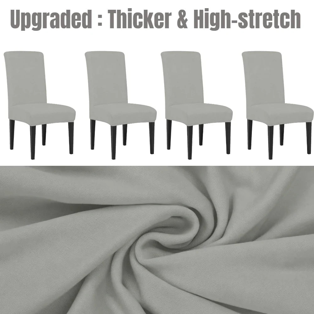 4Pc High Stretch Dining Chair Covers – Elastic Non-Slip Slipcovers, Removable Seat Protectors for Living Room, Kitchen & Wedding