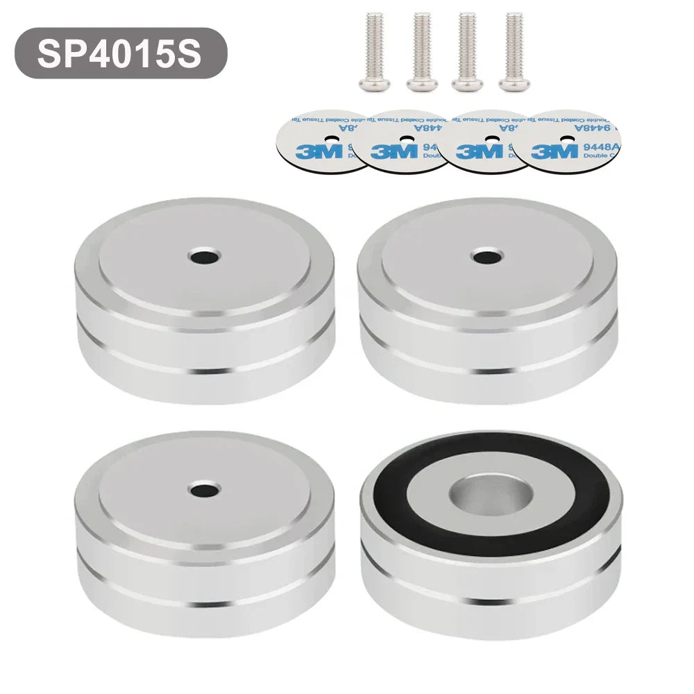 4PCS Aluminum Speaker Isolation Feet β 40x15mm Audio Equipment Feet with Non-Slip Rubber Rings