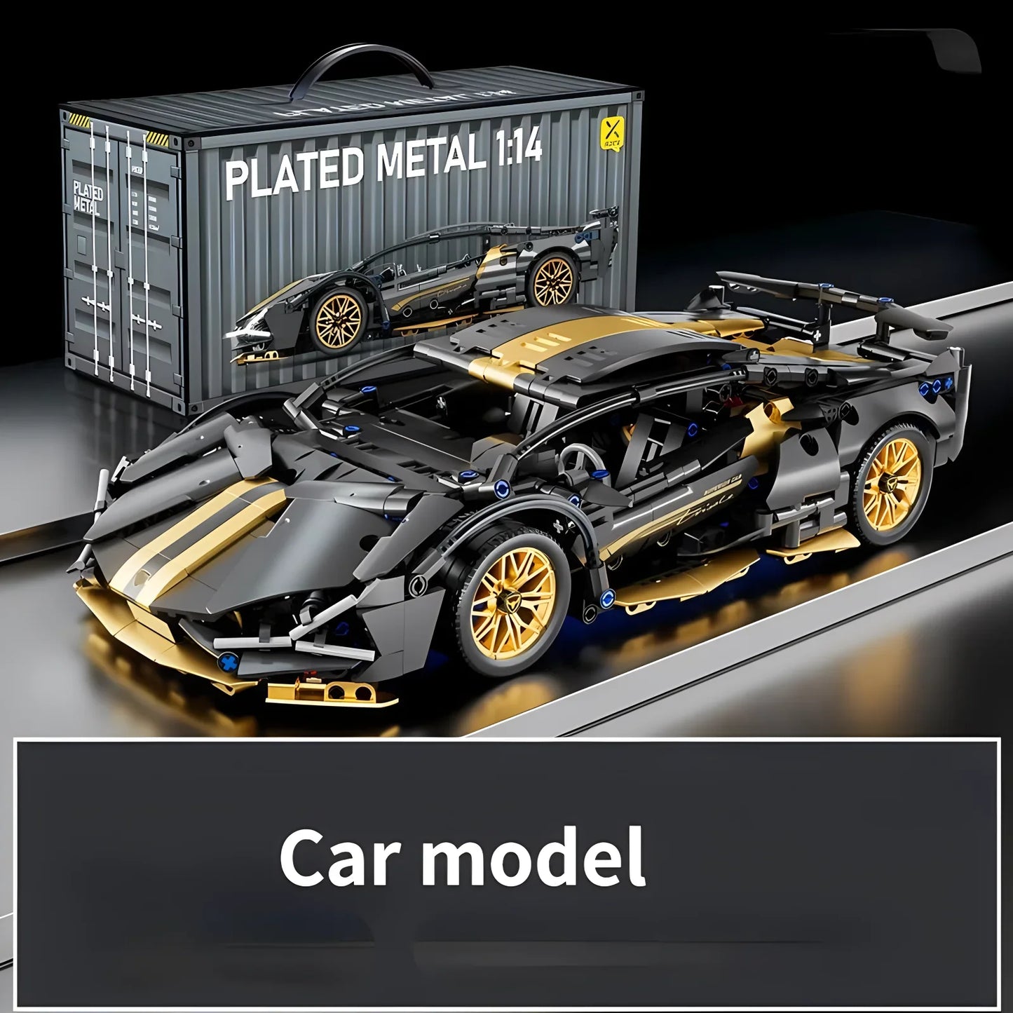 1:14 Technical Racing Sport Car Model Building Blocks, DIY Supercar Brick Puzzle, 1280+ Pieces, Gift for Kids and Adults