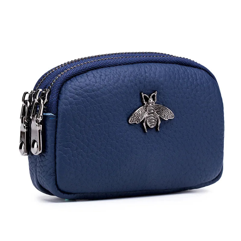 CICICUFF Women's Genuine Leather Coin Purse – Double Zipper Travel Organizer Mini Pouch & Small Wallet
