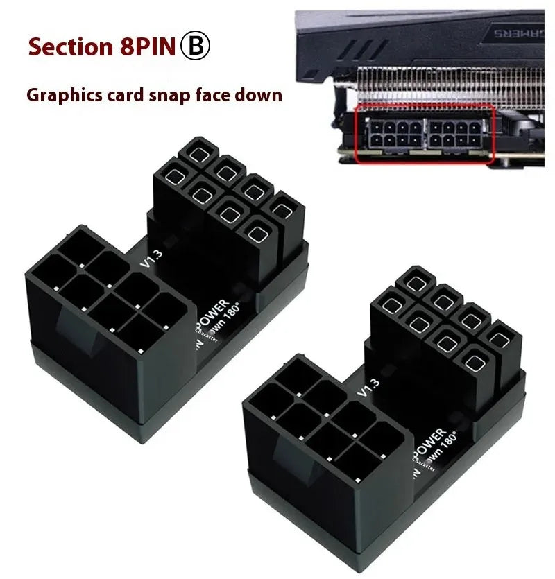 180° Rotating PCIe GPU Power Adapter Connector 6Pin/8Pin LDPCSJ Graphics Card PSU Elbow Steering Cable Adapter