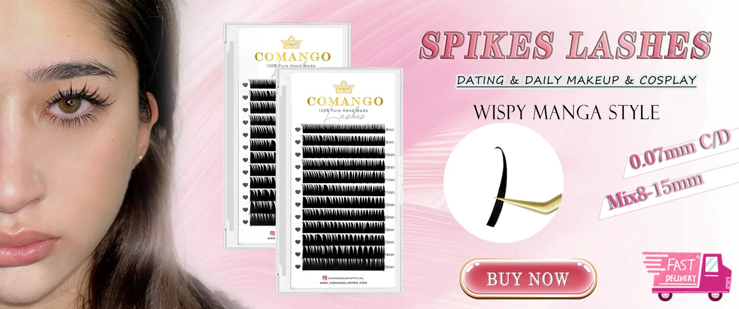 CoMango Faux Mink Eyelashes Extensions – 1D/2D/Y, C/D Curl Natural Russian Volume Soft PBT Lashes
