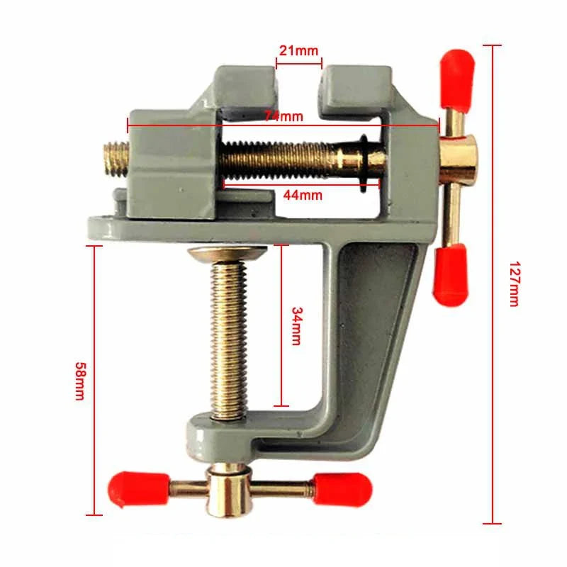 Mini Bench Vise - Multi-Functional 3.5" Aluminum Clamp for Jewelers, Hobbyists, and Small Tasks, Flat Pliers Tool Vice