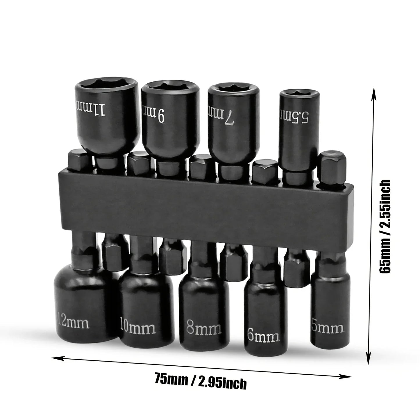 9Pcs Metric Nut Driver Set – 1/4” Hex Socket Drill Bits & Chuck Adapter Set for Electronics & Precision Tool Work