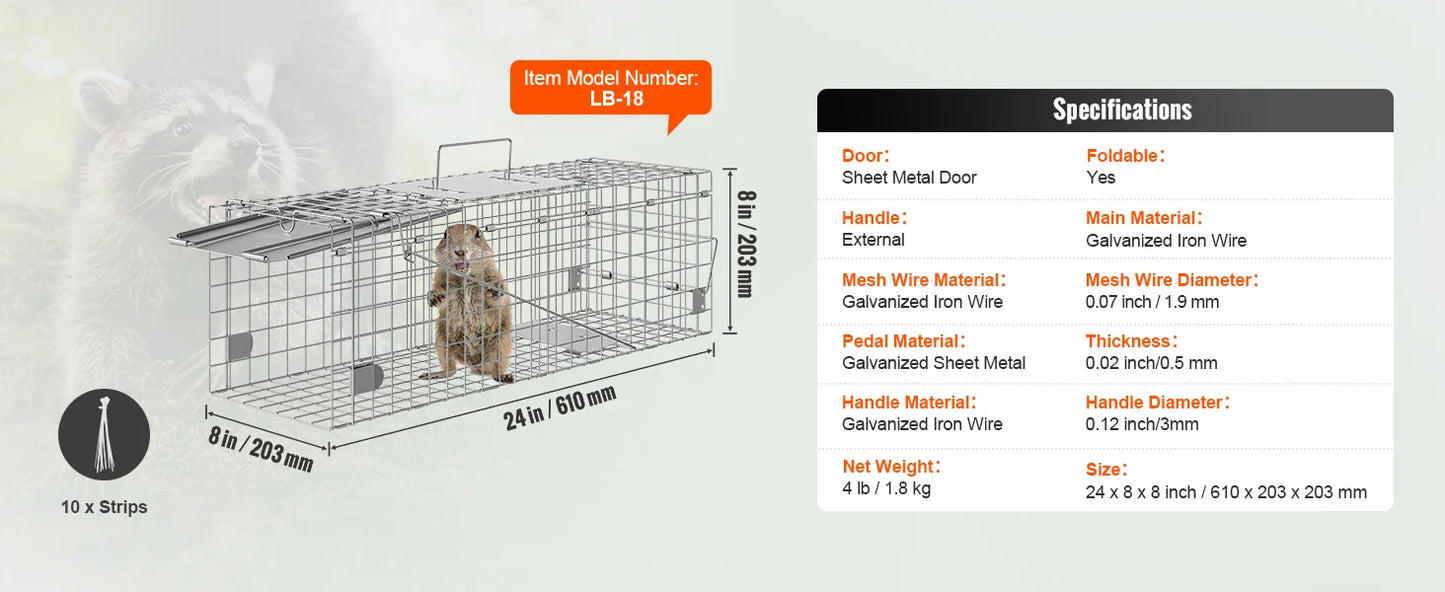 SucceBuy Humane Live Animal Cage Trap – Folding Handle for Cats, Rabbits & Rodents