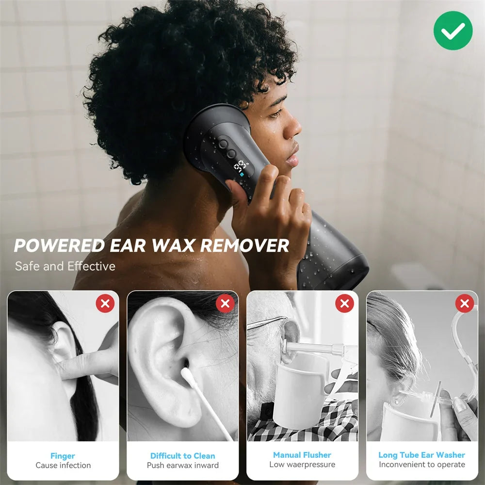 Upgraded Ear Wax Removal Kit – Intelligent Ear Cleaner with Waste Water Tank & Temperature Sensor, Safe Low-Pressure Ear Irrigation System for Effective Wax Cleaning