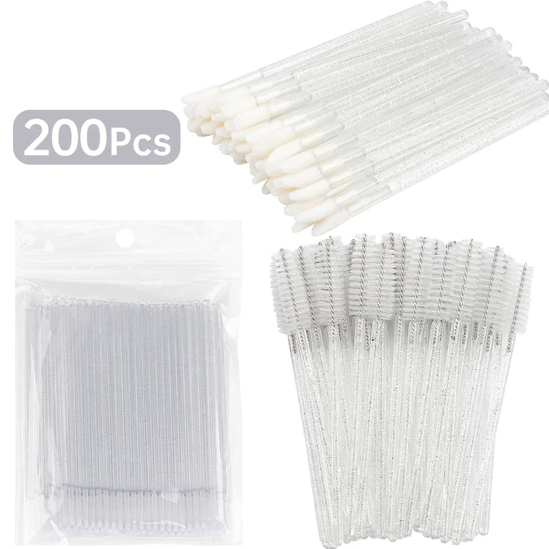 200pcs Eyelash Extension Makeup Set - Micro Brushes, Lash Removal Tools & Lip Line Brushes for Women