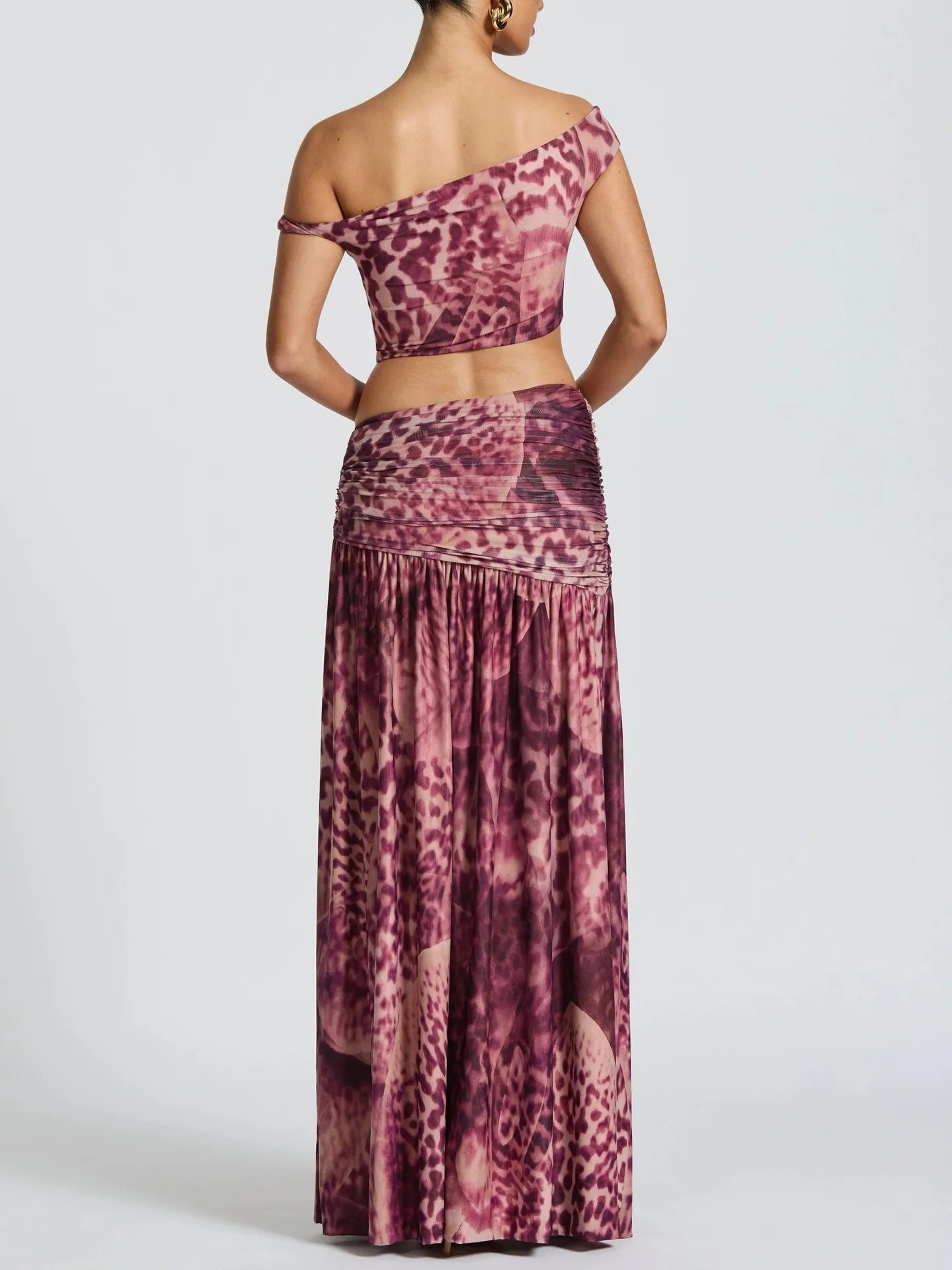 2026 Women’s Summer Strapless Two-Piece Bikini – Mid-Waist Split Top with Leopard & Tie-Dye Print