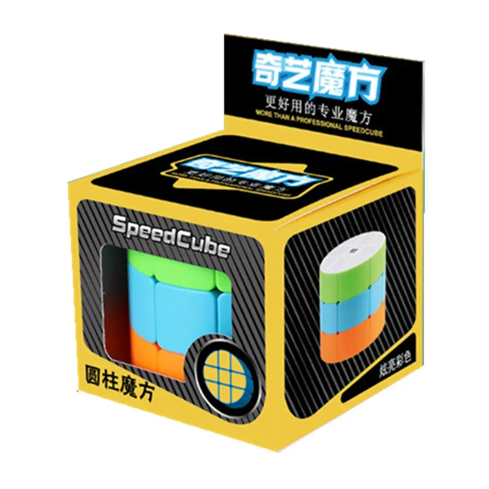 QiYi ECube Cylindrical 3x3 Magic Cube – Stickerless Strange Shape Twisty Puzzle Educational Learning Toy for Brain Training