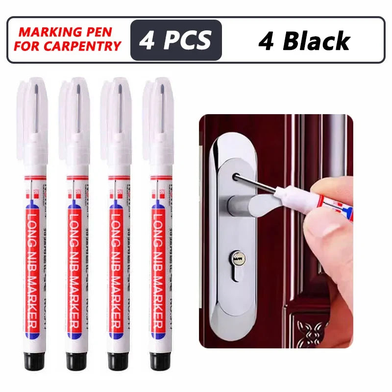 20mm Deep Hole Marker Pen Tips - Long Nib Waterproof Markers for Metal, Woodworking & Bathroom Decoration