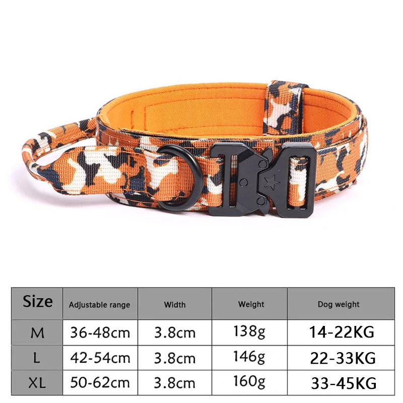 Adjustable Tactical Dog Collar with Traction Rope – Military Training Collar for Medium & Large Dogs