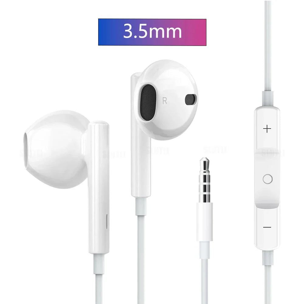 Original Wired Earphones – Compatible with iPhone 12-17, Samsung, Lightning, USB-C & 3.5mm Devices