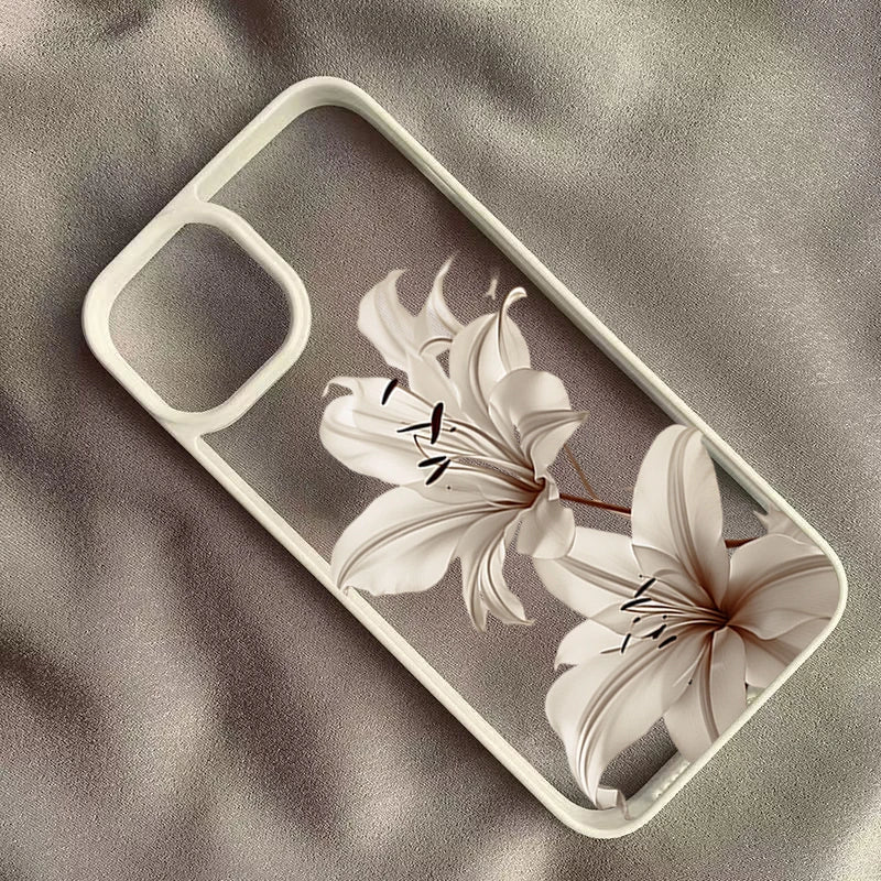 Vintage Lily Floral iPhone Case - Shockproof Protective Cover for iPhone 11–17 Series
