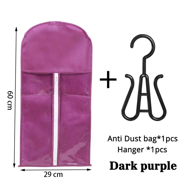 Wig Storage Bag with Hanger - Plastic Hanging Organizer for Virgin Hair, Black Wigs & Multiple Hair Extensions