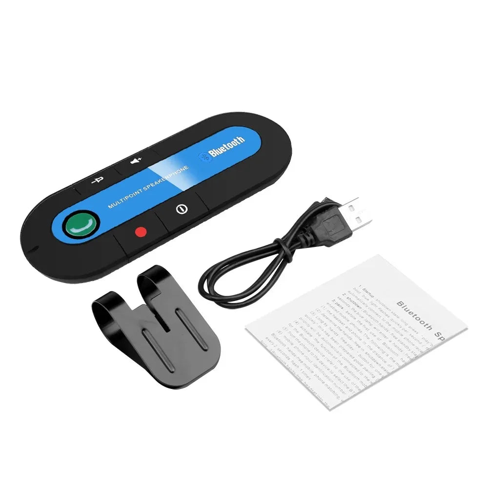Bluetooth Handsfree Car Kit Speaker with Sun Visor Clip – Wireless Stereo MP3 Audio Receiver & Speakerphone