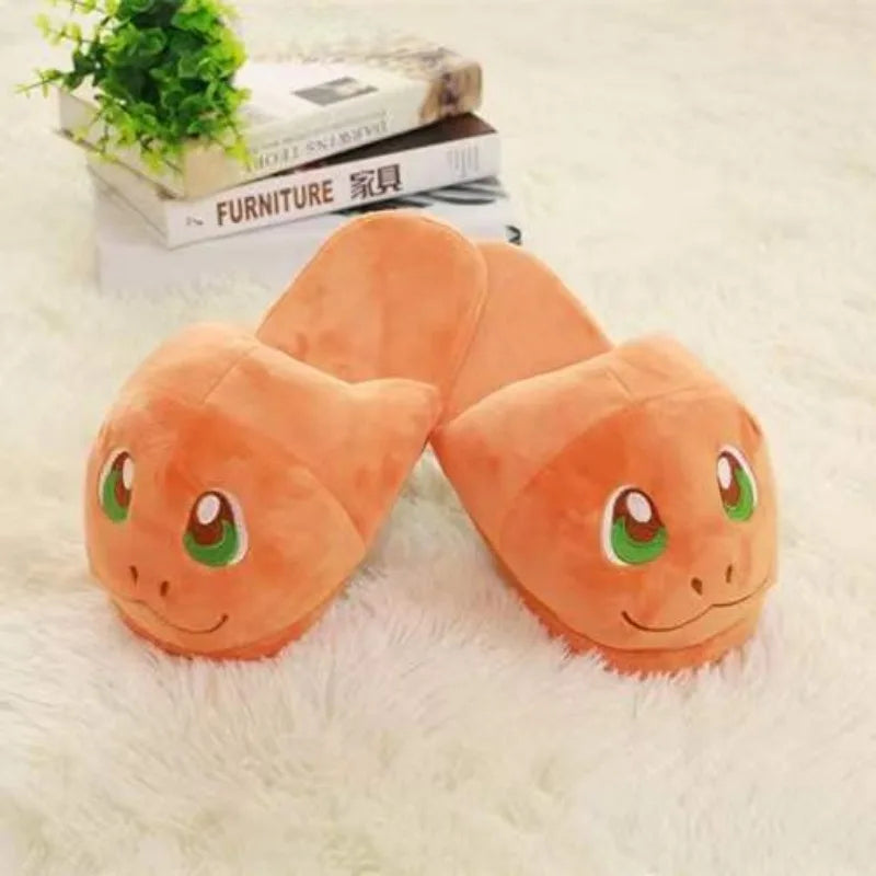 Anime Pokémon Plush Slippers – Pikachu, Gengar & Snorlax Cotton Indoor Shoes for Women, Autumn/Winter