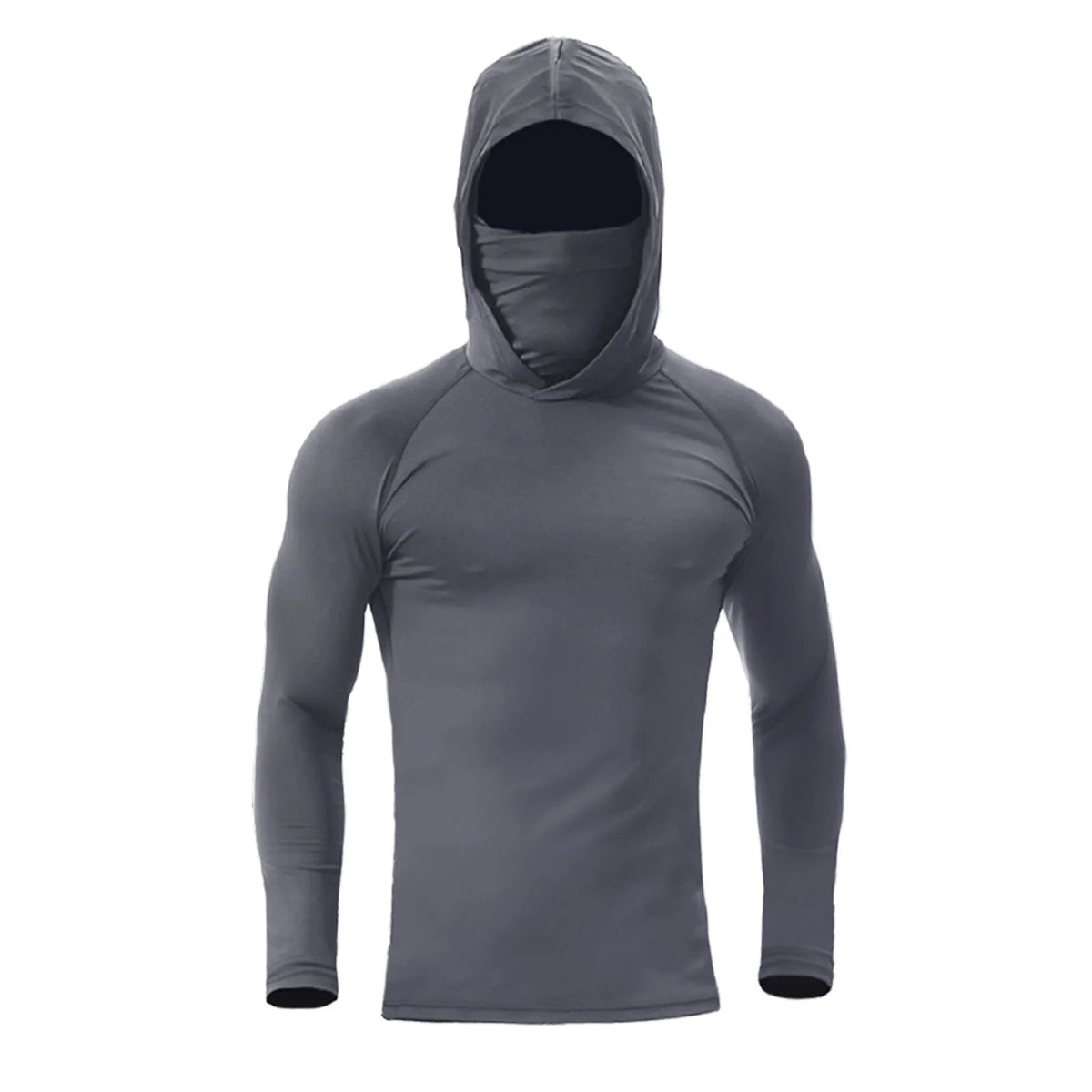 Men’s UPF50+ Athletic Hoodie Long Sleeve – UV Sun Protection Fishing Shirt with Built-In Face Mask & Stretch Fit