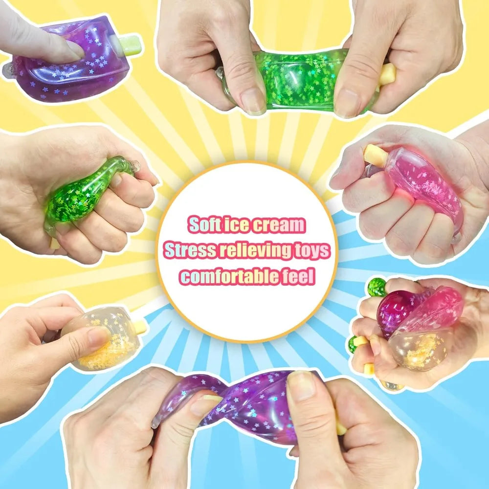 Kawaii Ice Cream Squishy Fidget Toy – Soft Stress Relief Sensory Toy for Kids & Adults, ADHD Anxiety Desk Decor Gift