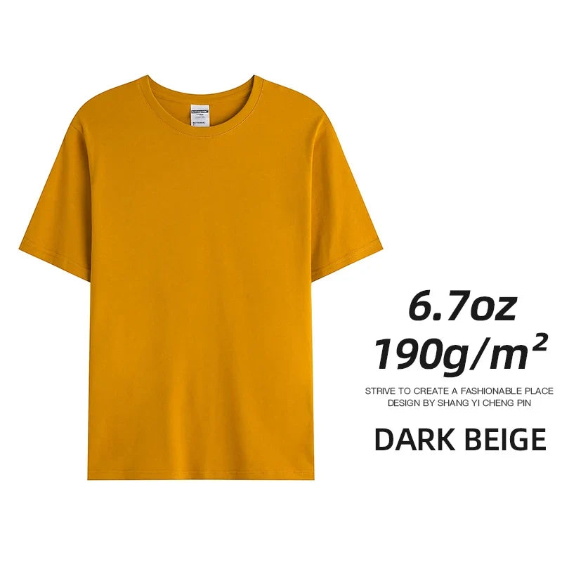Men's & Women's 190gsm Combed Cotton T-Shirt - Solid Color Custom Team & Casual Summer Tee