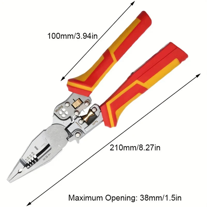 9-in-1 Multifunction Wire Stripping Pliers with Voltage Tester – Electrical Wire Stripper, Cutter & Crimper Tool for Maintenance & Repair