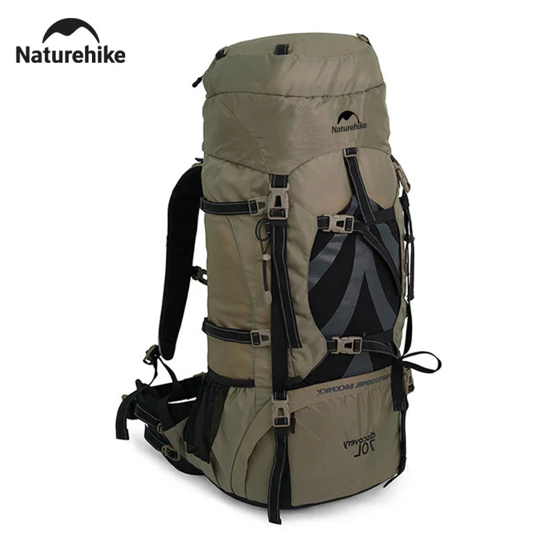 Naturehike 70L Camping Backpack — Large Capacity Ergonomic Hiking & Trekking Bag for Men with Rain Cover